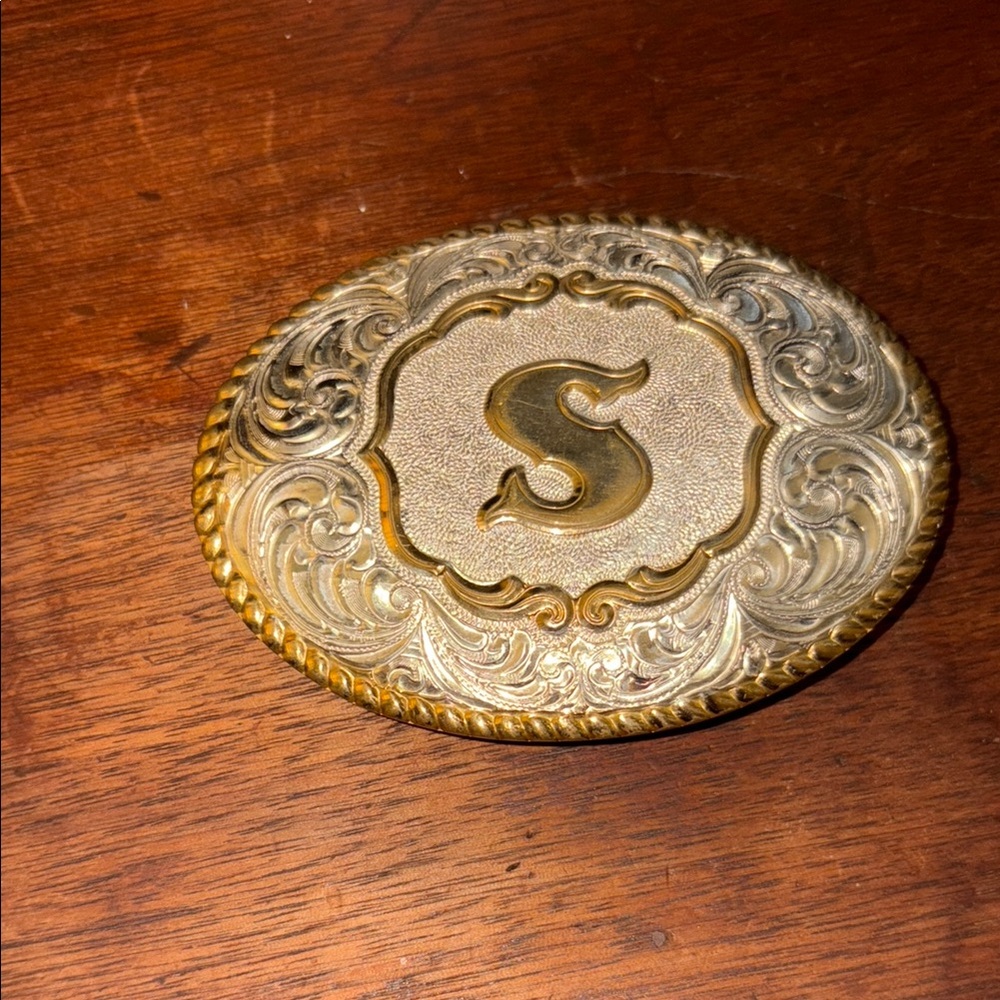 Gold and Silver Ornate Belt Buckle